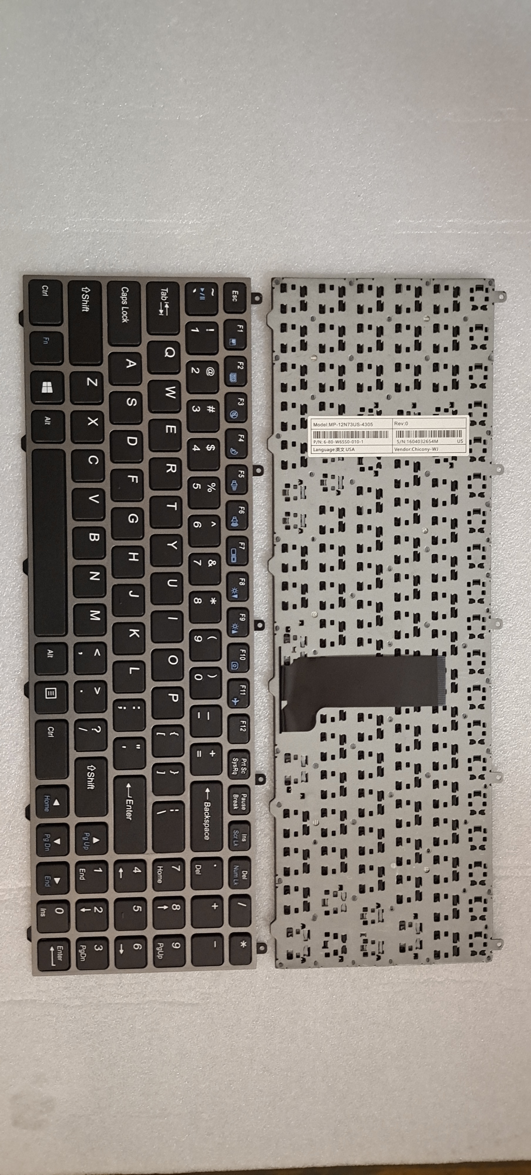 Picture of New Replacement Laptop Keyboard For HASEE K590C/W650 GRAY FRAME BLACK US Layout